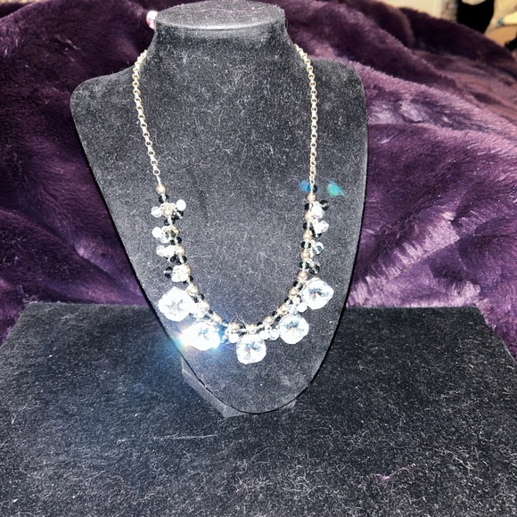 Elegant Gold blue and Silver Beaded Necklace Vintage Ann Taylor - Picture 7 of 7